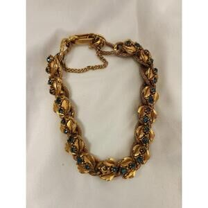 Vintage Florenza Goldtone Blue Stones Accents bracelet
